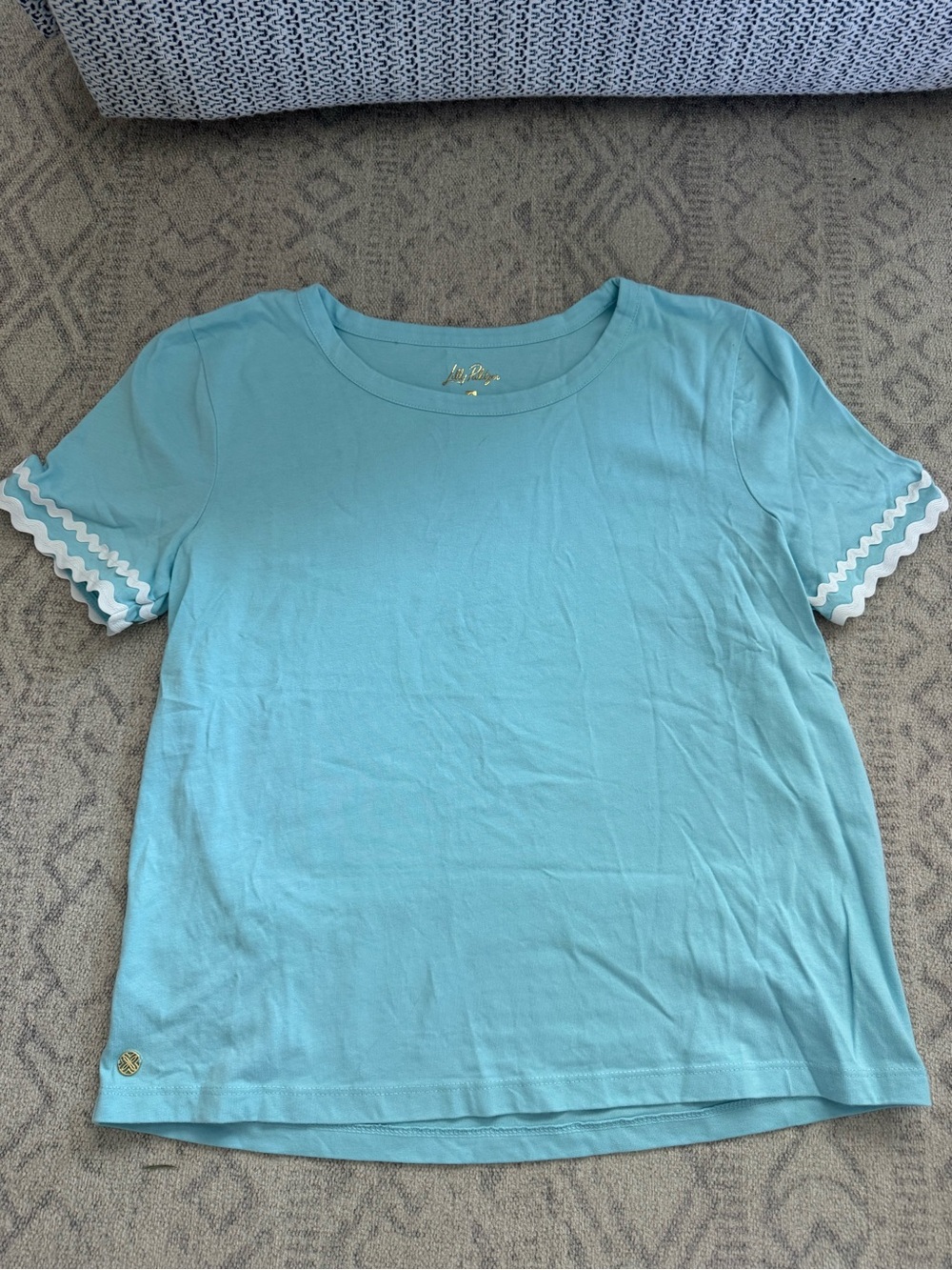 Lilly Pulitzer Light Blue Short Sleeve Tee with White Trim
